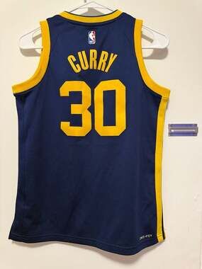 Stephen Curry Golden State Warriors Jordan Statement Jersey, Navy, Size Child Me